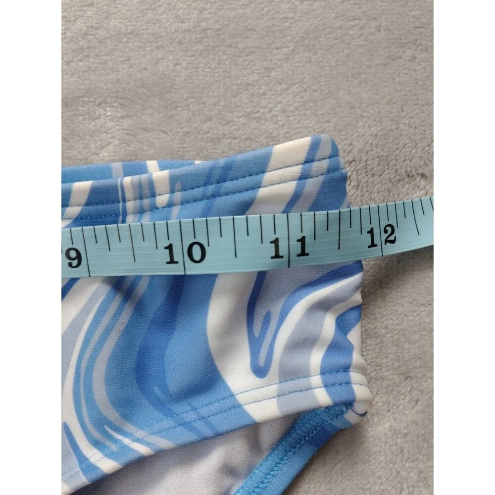 Kanu Surf Blue & White Marble Print Gigi Criss Cross Tankini Size 12 New
